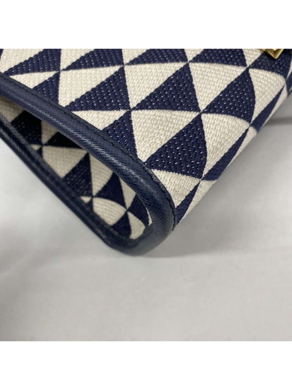 Prada Tote Canvas Navy White Gold 2-Way - Picture 10 of 10